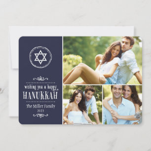 Festividades Cartão Hanukkah de Colagem de Fotos da Família