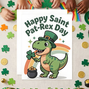 Festividades Cartão Infantil do Dinossauro do Dia de São Patríc