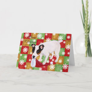 Festividades Cartão Jack Russell Terrier Flocos de Neve de Nata
