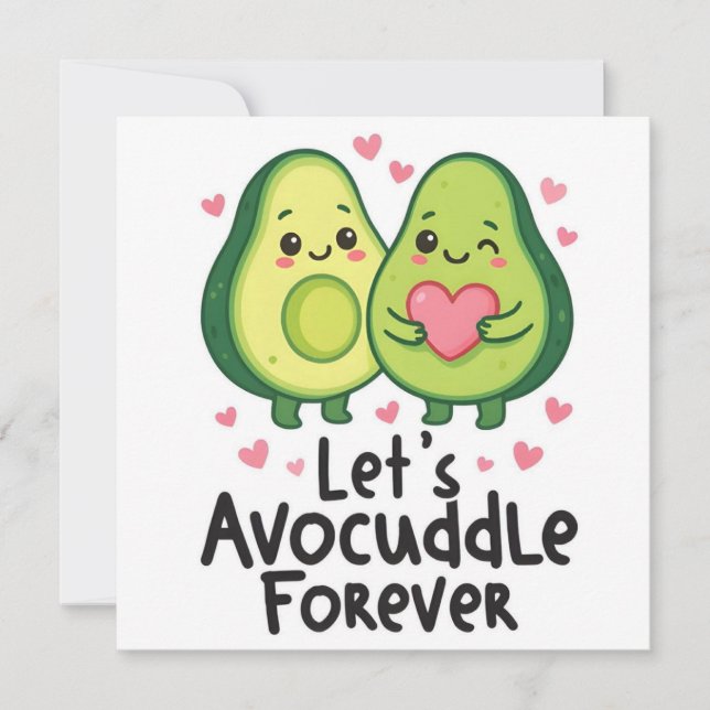 Festividades Cartão Let's Avocuddle Together - Amor de Abacate  (Frente)