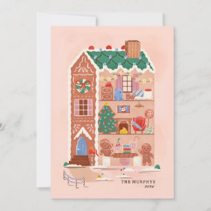 Festividades cartão mágico do natal da casa do pão de gengibre