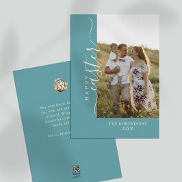 Festividades Cartão Mínimo de Saudação Teal felz pascoa Moderno