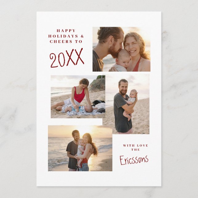 Festividades Cartão Moderno de Colagem de Múltiplas Fotos (Frente)