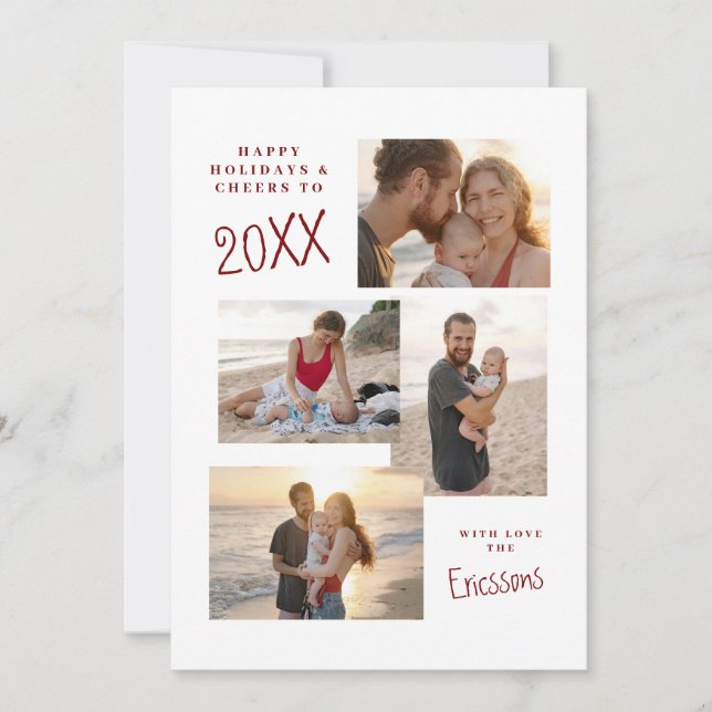 Festividades Cartão Moderno de Colagem de Múltiplas Fotos (Frente)