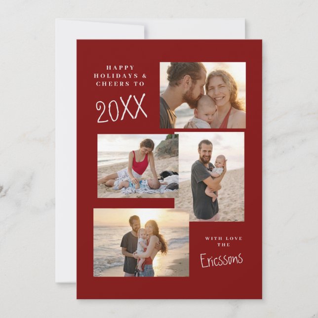 Festividades Cartão Moderno de Colagem de Múltiplas Fotos (Frente)