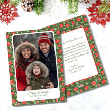 Cartão Moderno de Férias com Foto de Motivo Floral