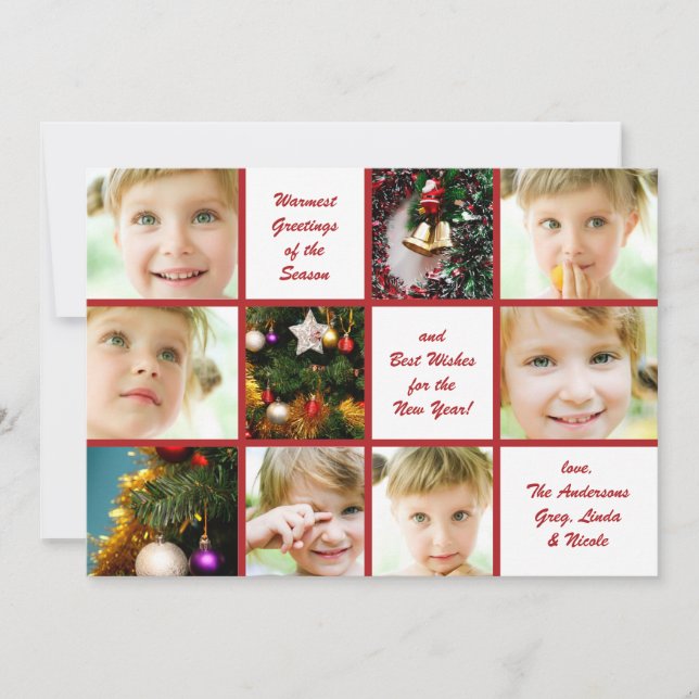 Festividades Cartão Natal de Férias do Gráfico de 9 Fotos (Frente)