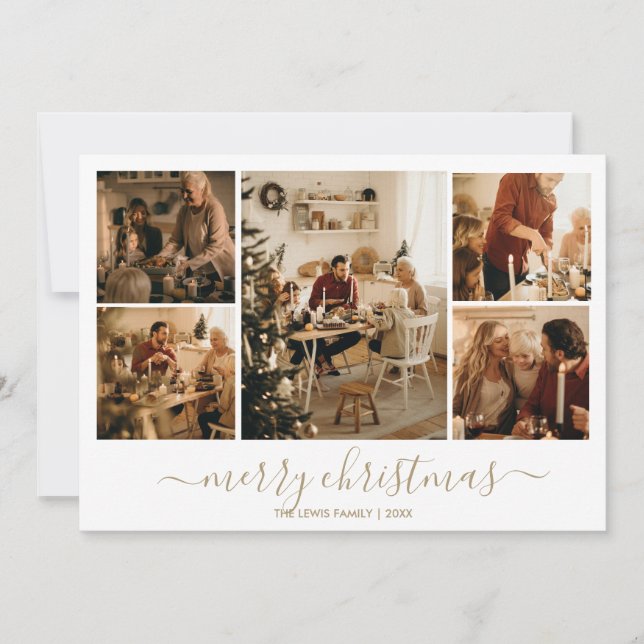 Festividades Cartão Natal de Férias (Dourado) (Frente)