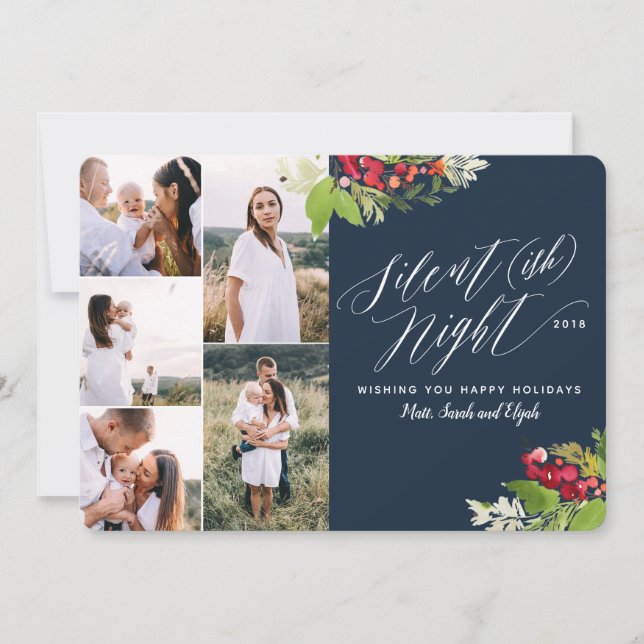 Festividades Cartão noturno de fotos múltiplas, silencioso. (Frente)