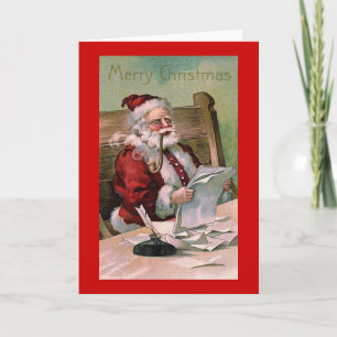 Festividades Cartão "Papai Noel lendo Cartas de Natal"