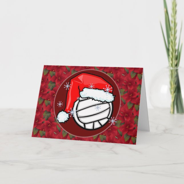Festividades Cartão - Papais noeis decorativos de voleibol (Frente)