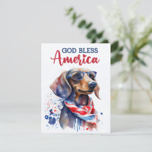 Festividades Cartão Patriótico Cão-Dachshund 4 de julho