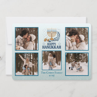 Festividades Cartão Personalizado de Feliz Hanukkah com 5 Fotos