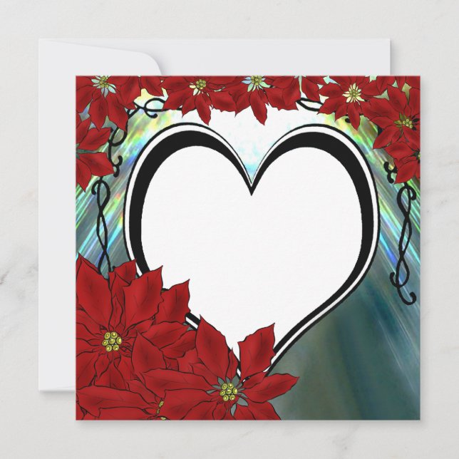 Festividades Cartão Personalizado de Foto do PointsettiaHeart (Frente)
