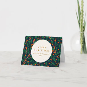 Festividades Cartão Personalizado de Natal com Folhagem Botânic