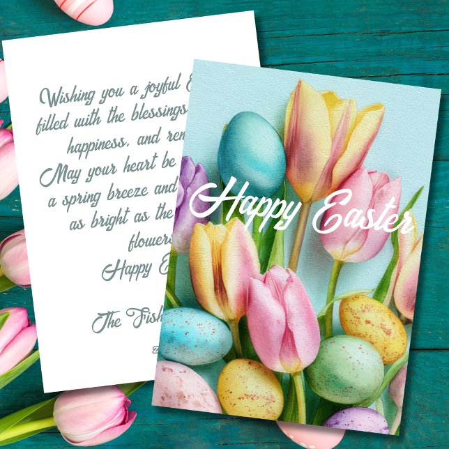 Festividades Cartão personalizado de Páscoa com Flores e Ovos d (Criador carregado)