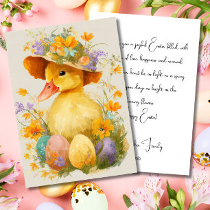 Festividades Cartão Personalizado de Páscoa com Flores e um Pat