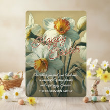 Cartão Personalizado de Páscoa com Narcisos Florai