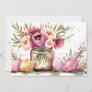 Festividades Cartão Personalizado de Páscoa com Ovos e Flores