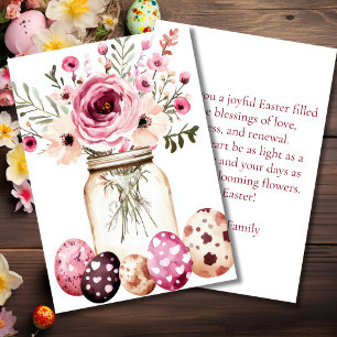 Festividades Cartão Personalizado de Páscoa com Ovos e Flores