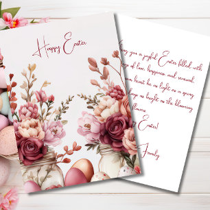 Festividades Cartão Personalizado de Páscoa com Ovos e Flores