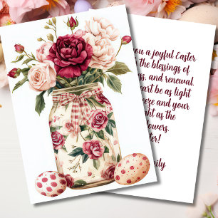 Festividades Cartão Personalizado de Páscoa com Ovos e Flores