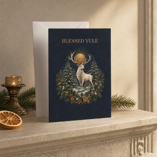 Festividades Cartão Personalizado de Veado de Yule no Solstício