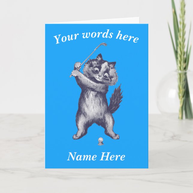 Festividades Cartão Personalizável de Gato de Golfe engraçado (Frente)