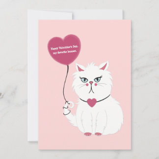 Festividades Cartão plano branco de gato engraçado Dia de os na