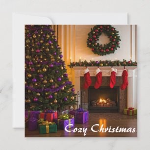 Festividades Cartão plano da sala de estar do Natal