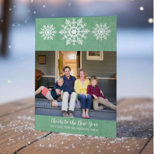 Festividades Cartão Plano de Foto de Ano Novo com Floco de Neve