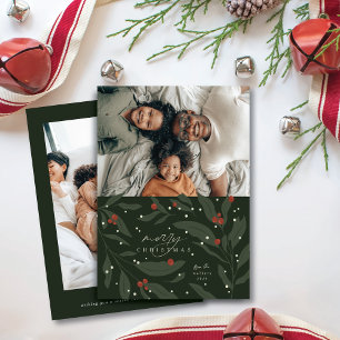 Festividades Cartão plano de fotografia de Natal Botânico Berry