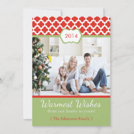 Festividades Cartão plano de Natal 2014 Red Green Quatrefoil