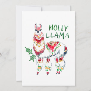 Festividades Cartão plano de Natal de Natal de HOLLY LLAMA Boh