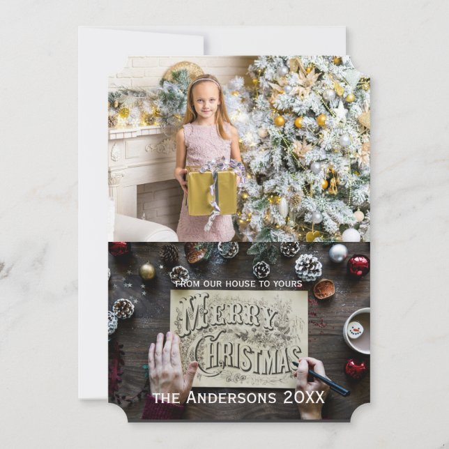 Festividades cartão plano de Natal personalizado adicione a sua (Frente)