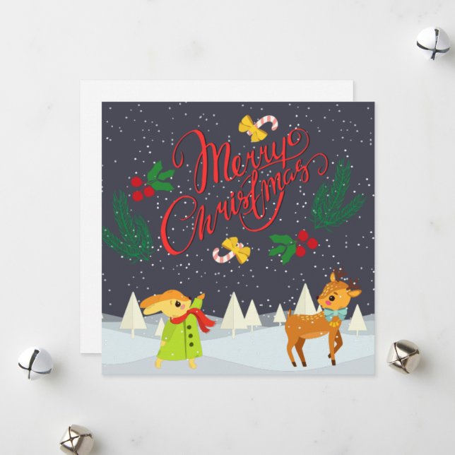 Festividades Cartão plano Feliz de Natal (Frente/Verso In Situ)