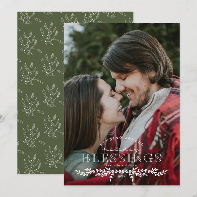 Festividades Cartão plano fotográfico com letra alegre de bençã (Frente/Verso)