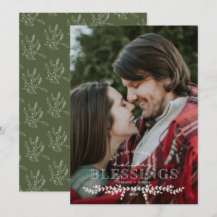 Festividades Cartão plano fotográfico com letra alegre de bençã