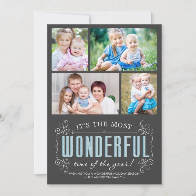 Festividades Cartão plano Qualkboard de 4 fotos, feriado alegre (Frente)