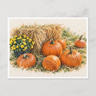 Festividades Cartão Postal Aquarela da Colheita de Abóbora de O