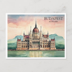 Festividades Cartão postal aquarela de Budapeste Hungria Vista