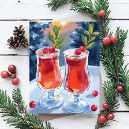 Festividades Cartão postal aquarela de coquetéis de Natal