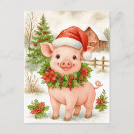 Festividades Cartão Postal Aquarela do Leitão de Natal