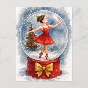 Festividades Cartão Postal Bailarina de Natal em Globo de Neve