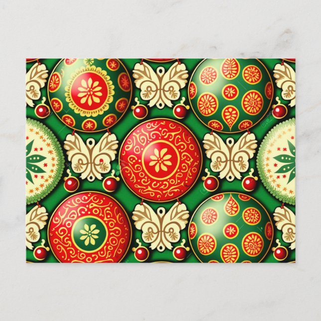 Festividades Cartão postal com ilustração de enfeite de Natal (Frente)