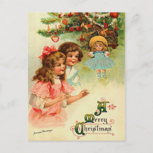 Festividades Cartão postal da árvore de natais vintages