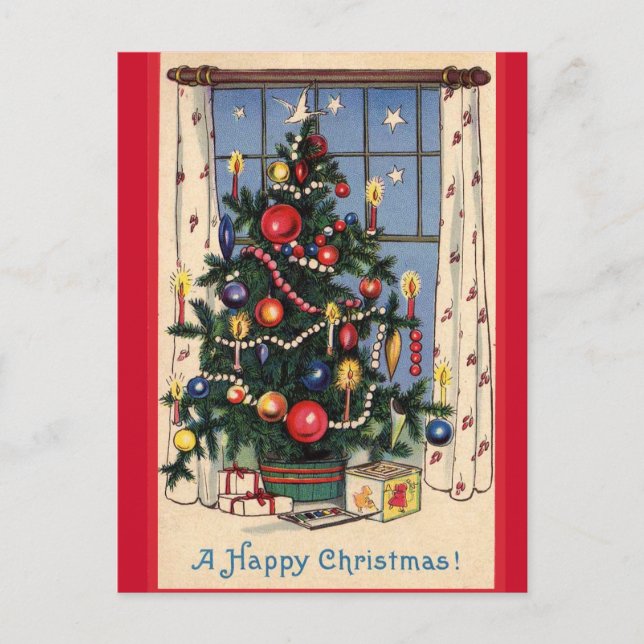 Festividades Cartão postal da árvore de Natal brilhante (Frente)