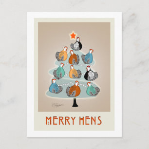 Festividades Cartão postal da árvore de Natal da feliz Hens