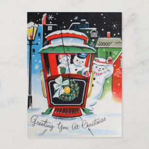 Festividades Cartão postal da família de natais vintages Feri