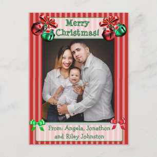 Festividades Cartão postal da família de Natal Vermelho Jingle